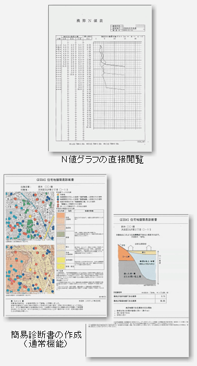 N値表の参照、簡易地盤診断書の作成が可能です。