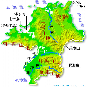 福岡県の地形図