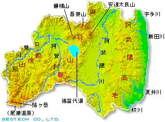 福島県の地形図
