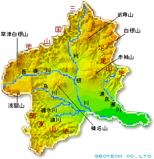 群馬県の地形図