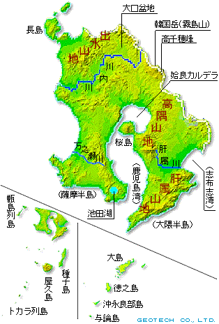 鹿児島県の地形図