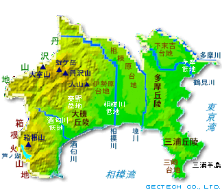 神奈川県の地形図