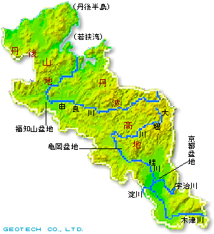 京都府の地形図