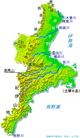 三重県の地形図