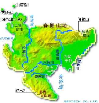 佐賀県の地形図