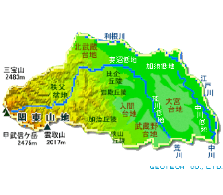 埼玉県の地形図