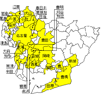 愛知県の地図