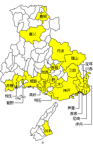 兵庫県の地図