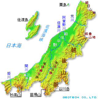 新潟県の地形図